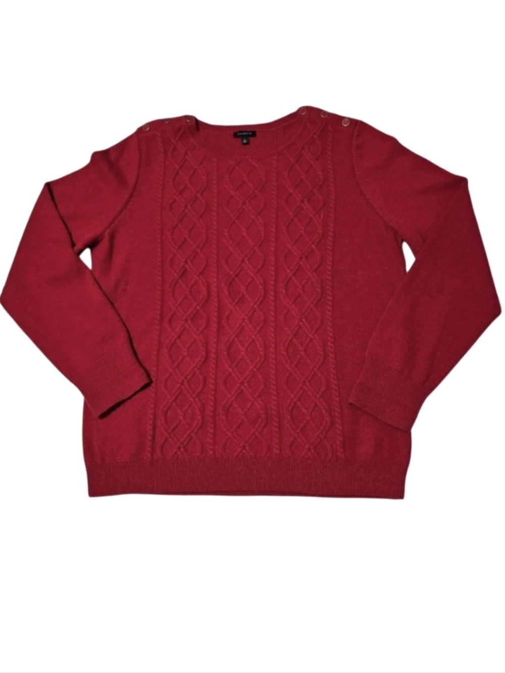 Talbots Women's Cable Knit Lambswool Blend Red Preppy Sweater Sz L
